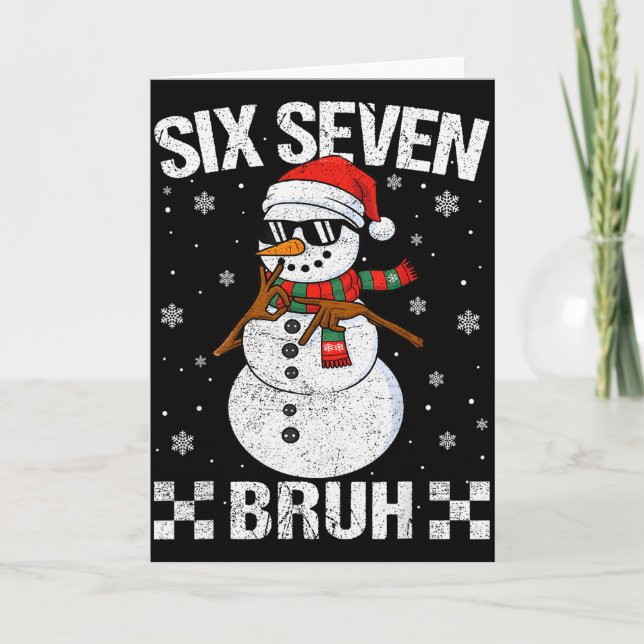 Dabbing Santa Snowman 6 7 Meme Christmas Six Seven Card (Front)