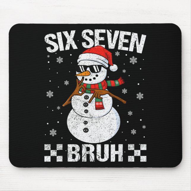 Dabbing Santa Snowman 6 7 Meme Christmas Six Seven Mouse Pad (Front)