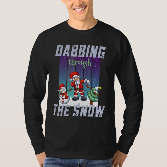 Dabbing Santa Snowman Friends Christmas Kids Boys  T-Shirt (Front)
