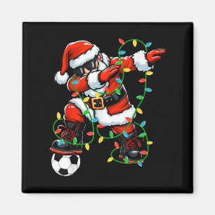 Dabbing Santa Soccer Christmas Lights Xmas Soccer Magnet