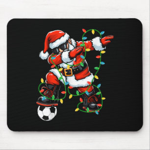 Dabbing Santa Soccer Christmas Lights Xmas Soccer Mouse Pad