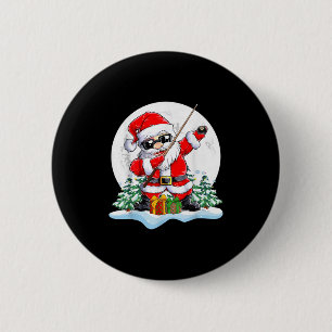 Dabbing Santa Sungles Playing Billiard Christmas P Button