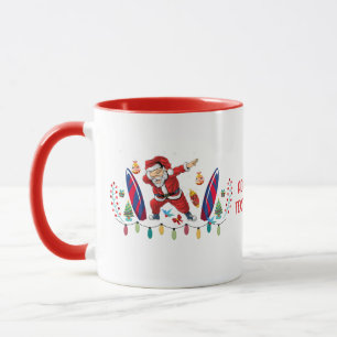 Dabbing Santa Surfing Board Christmas July Red Mug