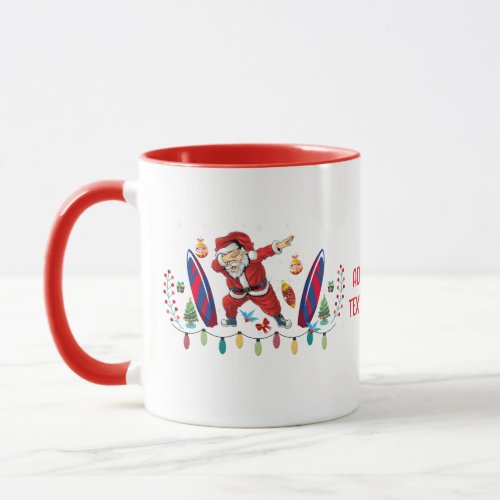 Dabbing Santa Surfing Board Christmas July Red Mug