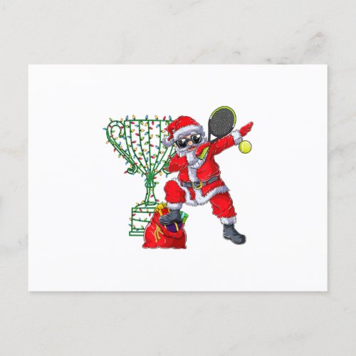 dabbing santa tennis christmas xmas gift men announcement postcard