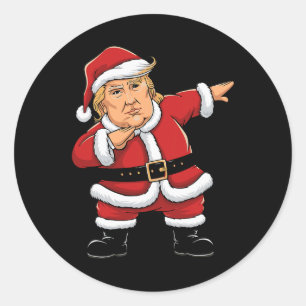 Dabbing Santa Trump Xmas Lights Girls Boys Kids Ch Classic Round Sticker