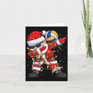 Dabbing Santa Volleyball Christmas Lights Pajamas  Card