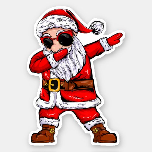 Dabbing Santa Wearing Sunglasses Xmas Santa Claus Sticker