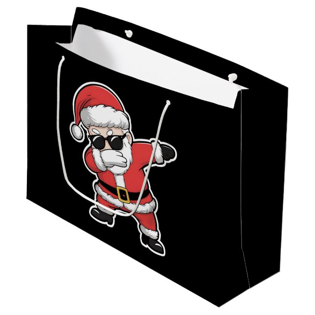 Dabbing Santa Xmas Lights Kids Christmas Gifts  Large Gift Bag (Front Angled)