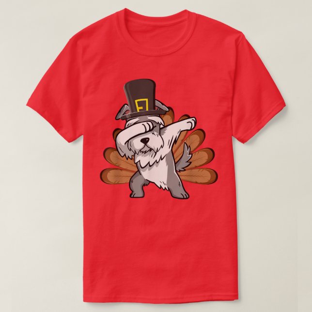 Dabbing Schnauzer Dog Owner Lover Turkey Funny Tha T-Shirt (Design Front)