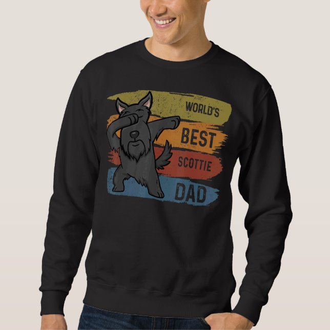 Dabbing Scottish Terrier Dad  Dab  For Kids Men Sweatshirt (Front)