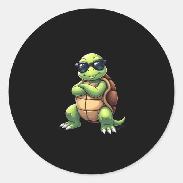 Dabbing Sea Turtle Animal Lover Save The Turtles ( Classic Round Sticker (Front)