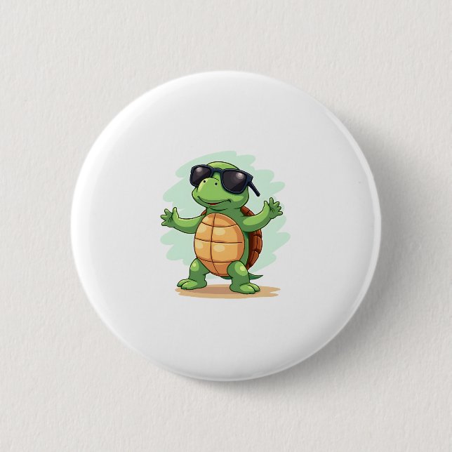 Dabbing Sea Turtle Animal Lover Save The Turtles T Button (Front)