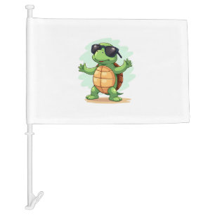 Dabbing Sea Turtle Animal Lover Save The Turtles T Car Flag