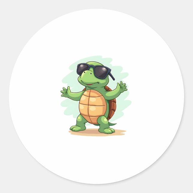 Dabbing Sea Turtle Animal Lover Save The Turtles T Classic Round Sticker (Front)