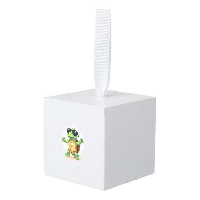 Dabbing Sea Turtle Animal Lover Save The Turtles T Cube Ornament (Front Angled)
