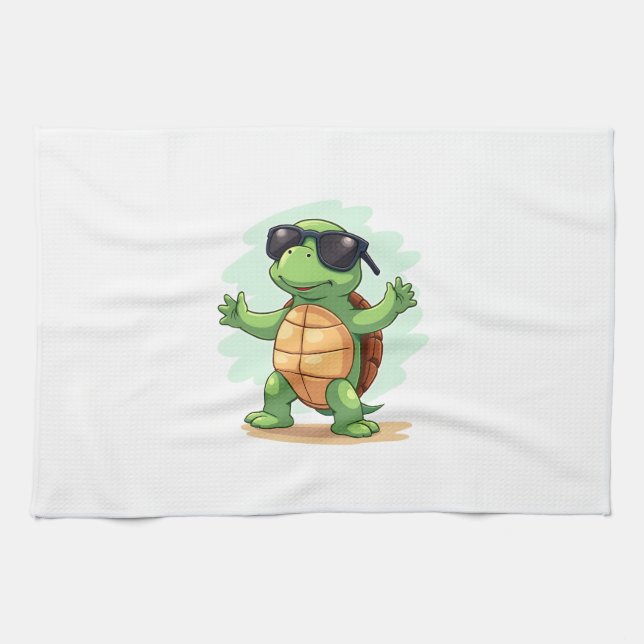Dabbing Sea Turtle Animal Lover Save The Turtles T Kitchen Towel (Horizontal)