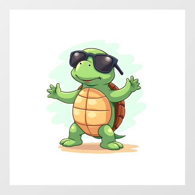 Dabbing Sea Turtle Animal Lover Save The Turtles T Wall Decal (Front)