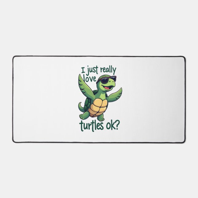Dabbing Sea Turtle I Just Really Love Turtles Ok_  Desk Mat (Front)
