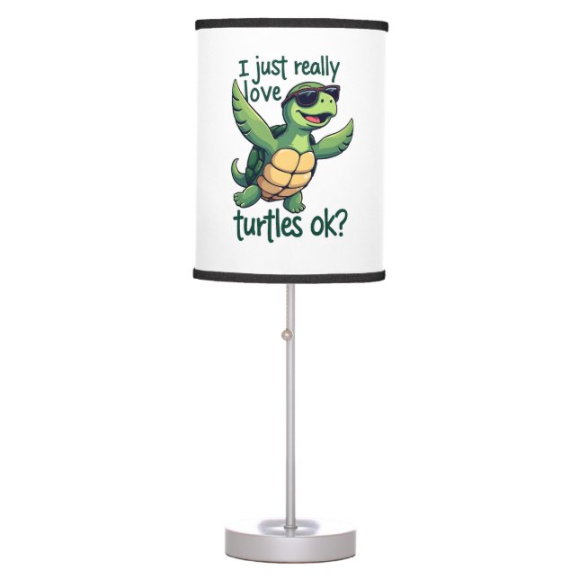 Dabbing Sea Turtle I Just Really Love Turtles Ok_  Table Lamp (Front)