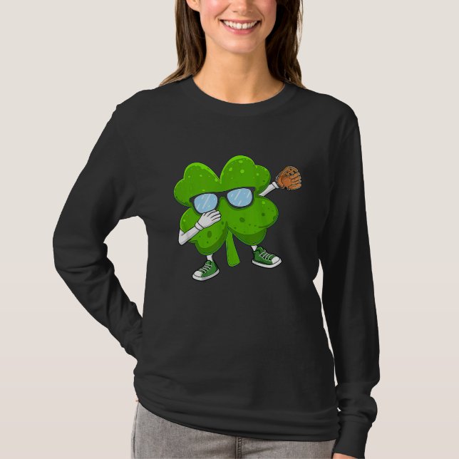Dabbing Shamrock cricket St Patricks Day Men Women T-Shirt (Front)