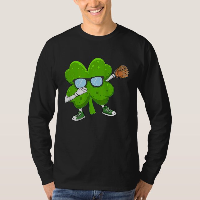Dabbing Shamrock cricket St Patricks Day Men Women T-Shirt (Front)