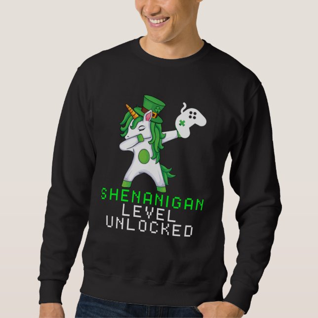 Dabbing Shamrock Shenanigans Leprechaun Unicorn Ga Sweatshirt (Front)