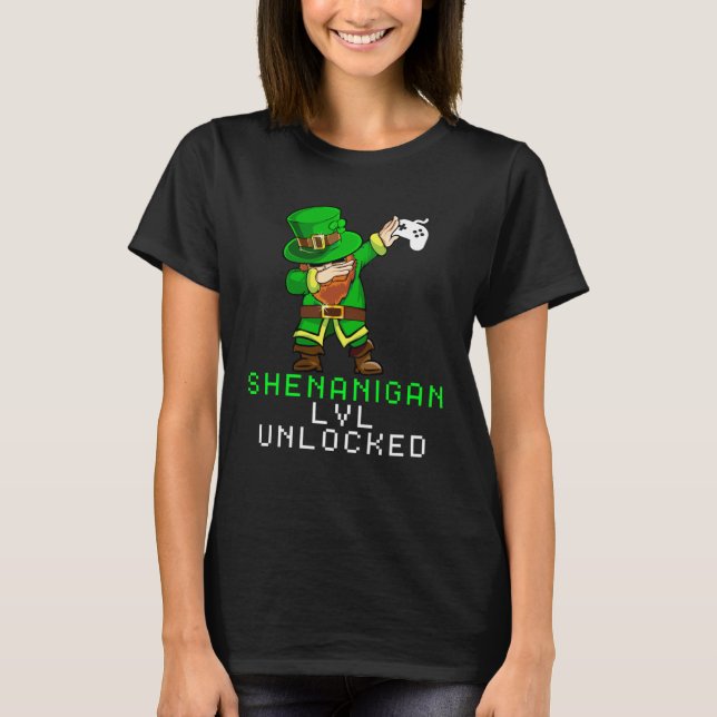 Dabbing Shamrock Shenanigans Leprechaun Unicorn Ga T-Shirt (Front)