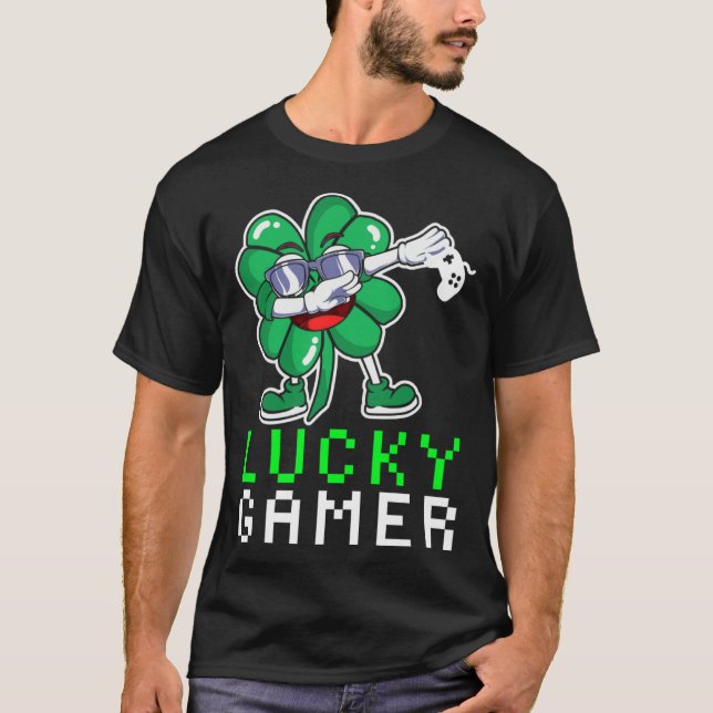 Dabbing Shamrock St Paddy's Day Video Gaming Quote T-Shirt (Front)