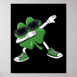 Dabbing Shamrock St Patrick's Day Fun Boys Girls K Poster