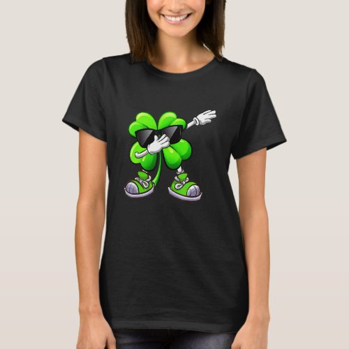 Dabbing Shamrock St Patricks Day Funny Boys Girls T_Shirt