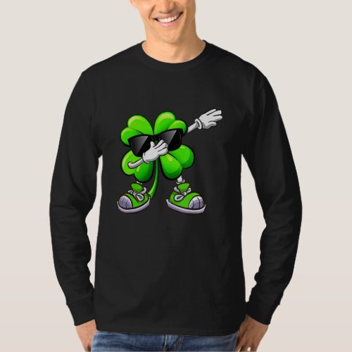 Dabbing Shamrock St Patricks Day Funny Boys Girls T_Shirt