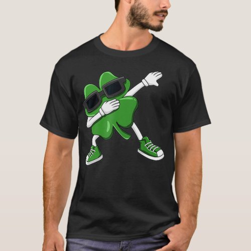 Dabbing Shamrock St Patricks Day Funny Boys Kids T_Shirt