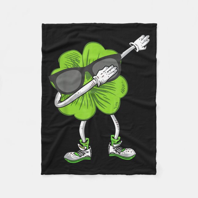 Dabbing Shamrock St Patrick's Day Funny Irish Boys Fleece Blanket (Front)