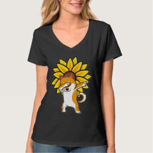 Dabbing Shiba Akita Inu Dog Sunflower Autism Aware T-Shirt