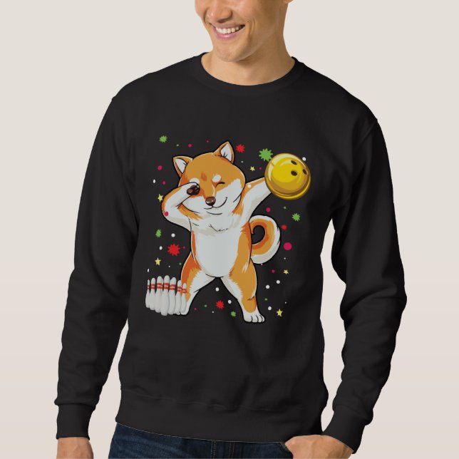 Dabbing Shiba Bowling   Bowling  Boy Girl Sweatshirt (Front)
