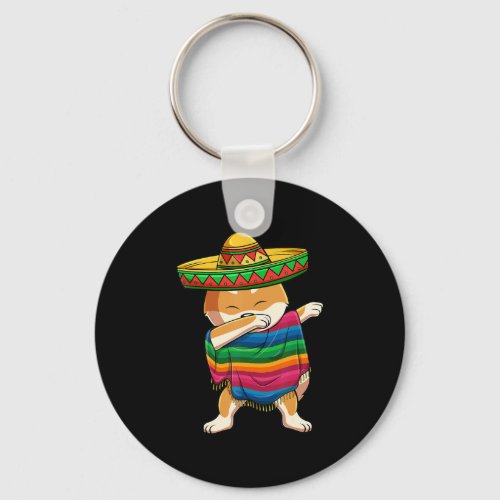 Dabbing Shiba Inu Poncho Sombrero Cinco De Mayo Keychain