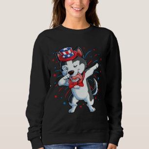 Dabbing Siberian Husky 4th of July Boys Kids Ameri Sweatshirt
