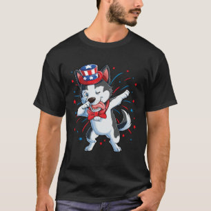 Dabbing Siberian Husky 4th of July Boys Kids Ameri T-Shirt
