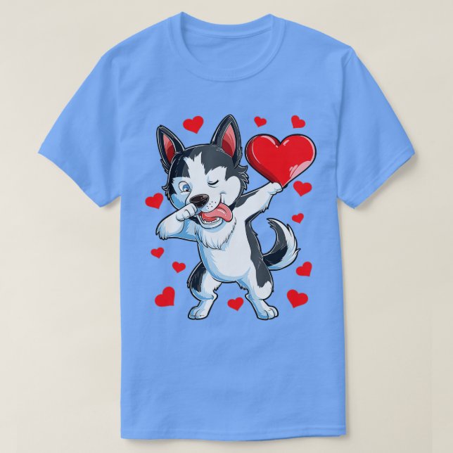 Dabbing Siberian Husky Heart Valentines Day Boys L T-Shirt (Design Front)