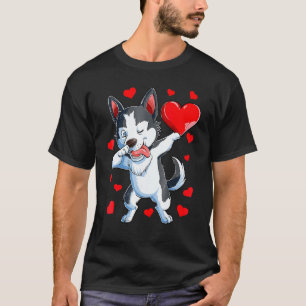 Dabbing Siberian Husky Heart Valentines Day Boys L T-Shirt