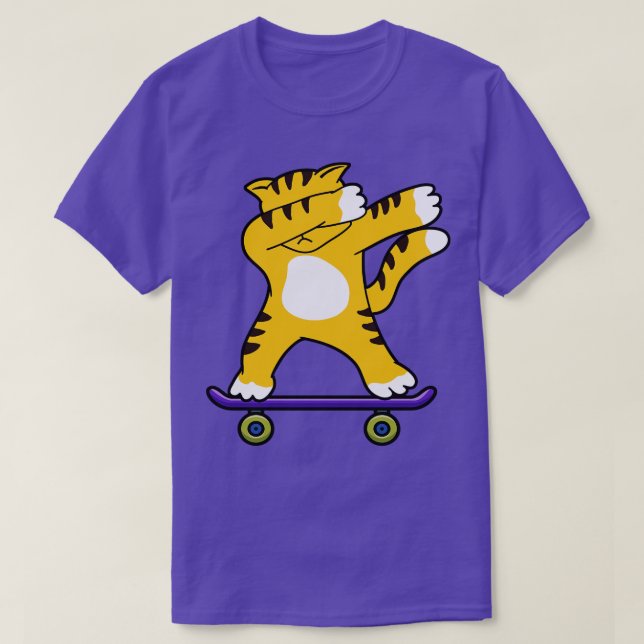 Dabbing Skater Cat Funny Dab Dance Skateboard T-Shirt (Design Front)