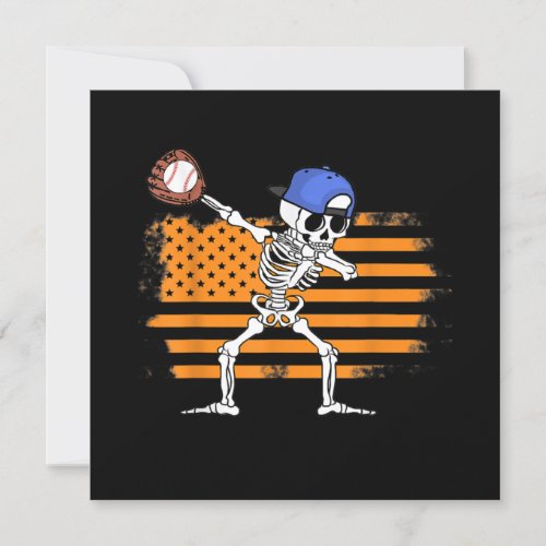 Dabbing Skeleton Baseball Funny Halloween Invitation