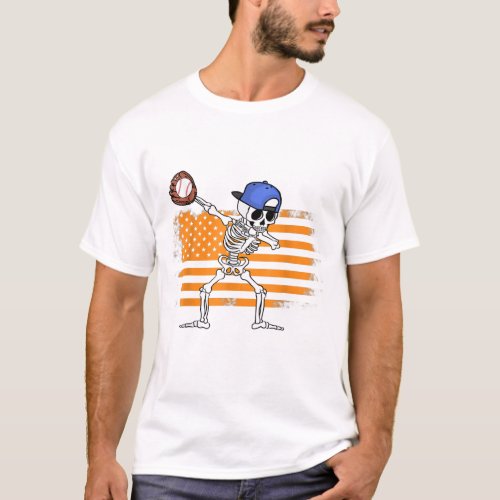 Dabbing Skeleton Baseball Funny Halloween T_Shirt