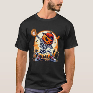 Dabbing Skeleton Baseball Halloween Costume Men Wo T-Shirt