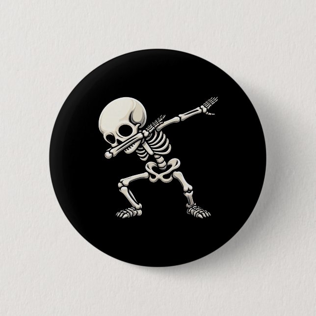 Dabbing Skeleton Boys Kids Men Funny Halloween  Button (Front)