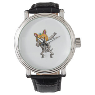 Dabbing Skeleton Corgi Cute Halloween Corgi Funny Watch