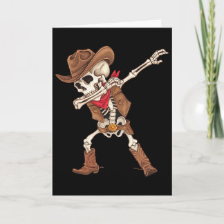 Dabbing Skeleton Cowboy Halloween Costume Boys Men Card