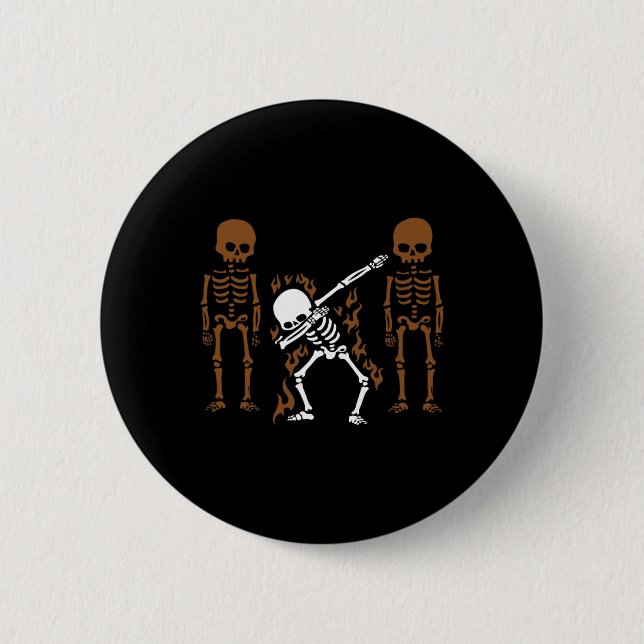 Dabbing Skeleton Dab Dance Halloween Gift  Button (Front)