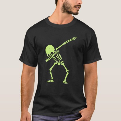 Dabbing Skeleton Fluorescent Green867png867 T_Shirt